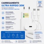 Carregador Turbo 30W Fast Power com cabo USB-C reforçado, compatível com iPhone 15/16/17 e Android, carregamento rápido seguro. - Imagem 2
