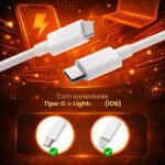 Carregador Turbo para iPhone com cabo premium de 1 metro: carregamento rápido, seguro e compatível com vários modelos. - Imagem 2