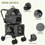 Carrinho Cansee duplo 3 em 1 para cães e gatos, dobrável, confortável e seguro para passeios e viagens - Imagem 2