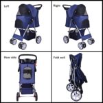 Carrinho Elevon para pets, 4 rodas, dobrável e portátil, ideal para cães e gatos pequenos e médios, com suporte destacável e azul - Imagem 2