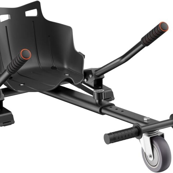 Carrinho Kart para Hoverboard ajustável e seguro, compatível com 6.5 a 10 polegadas, suporta até 115kg e oferece mais estabilidade na diversão.