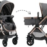 Carrinho Moisés Reversível Elysian Maxi Baby cinza, conforto e segurança desde o nascimento até 22kg.