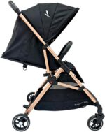 Carrinho Premiu Baby Zurich Preto Rose: leve, compacto e com fechamento automático para mais praticidade no dia a dia.