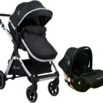 Carrinho Travel System Kansas Silver Preto: conforto desde o nascimento, fechamento compacto e rodas para todos os terrenos.