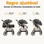 Carrinho de Bebê 2 em 1 dobrável com cadeira ajustável e cesta removível, ideal para conforto e praticidade até 15kg. - Imagem 2
