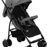 Carrinho de Bebê Cosco Kids Bross Cinza Mescla: leve, compacto e confortável, com fechamento rápido e uso até 15 kg.