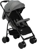 Carrinho de Bebê Cosco Kids Bross Cinza Mescla: leve, compacto e confortável, com fechamento rápido e uso até 15 kg.