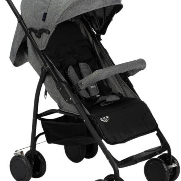 Carrinho de Bebê Cosco Kids Bross Cinza Mescla: leve, compacto e confortável, com fechamento rápido e uso até 15 kg.