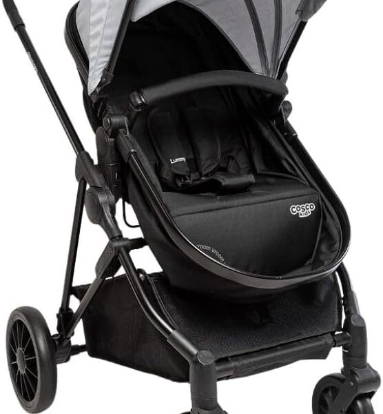 Carrinho de Bebê Cosco Kids Lummy Cinza Gelo: assento 2 em 1, reversível e compacto para acompanhar o bebê até 22 kg.