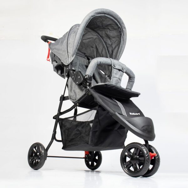 Carrinho de Bebê EasyGo KaBaby cinza: dobrável, leve e prático para até 15kg.