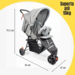 Carrinho de Bebê EasyGo KaBaby cinza: dobrável, leve e prático para até 15kg. - Imagem 2