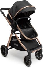Carrinho de Bebê Infanti Romanzo Preto Bronze: conforto, segurança e praticidade com assento reversível e capota UV50+