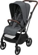 Carrinho de Bebê Maxi-Cosi Leona² Twilic Graphite com rodas grandes, suspensão e fechamento com uma mão