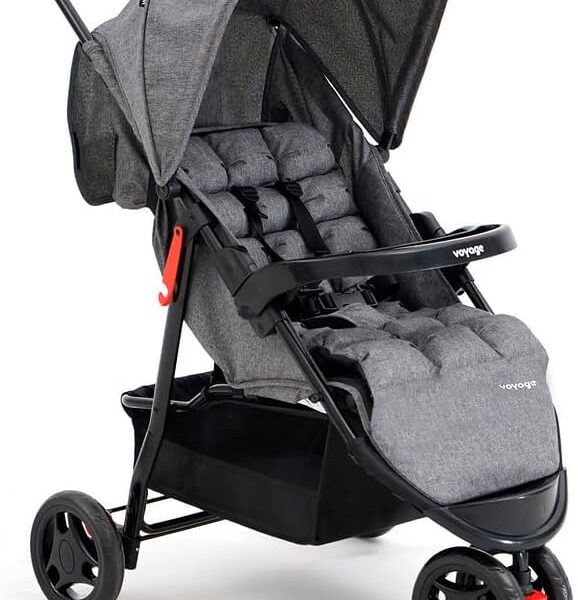 Carrinho de Passeio Para Bebê Delta Voyage: conforto, encosto reclinável e capota retrátil para até 15kg.