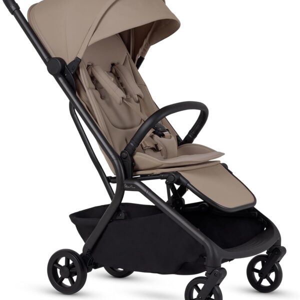 Carrinho de bebê Nia Champagne Silver Cross: compacto, leve e aprovado para cabine, ideal para viagens com conforto e praticidade.