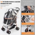 Carrinho para cães e gatos dobrável com capa de chuva, leve, resistente e compacto para passeios seguros e confortáveis - Imagem 2