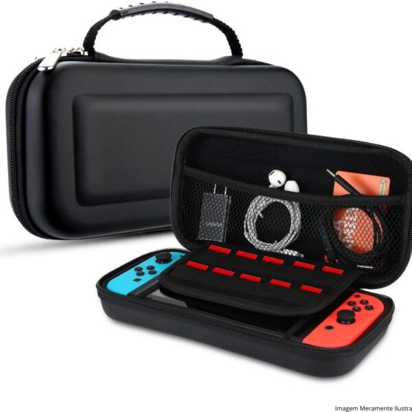 Case Capa Protetora para Nintendo Switch Oled: proteção premium, bolso para acessórios e 10 slots para jogos.