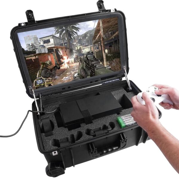 Case Club Xbox Series X or S Pro Portable Gaming Station with Built-in 24" 1080p Monitor, Cooling Fans, & Speakers. Fits Console, Controllers, & Games, which are NOT Included 1MS / 144 Hertz