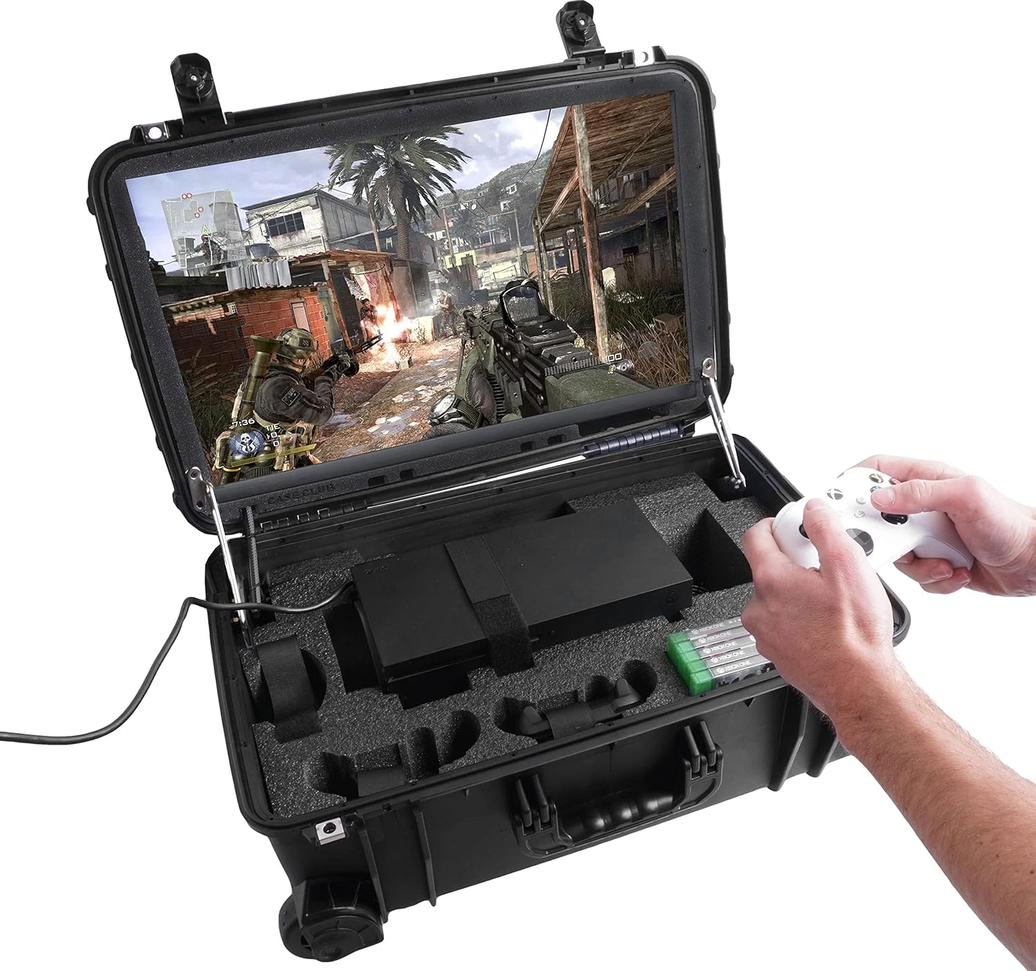 Case Club Xbox Series X or S Pro Portable Gaming Case Club Xbox Series X or S Pro Portable Gaming Station with Built-in 24" 1080p Monitor, Cooling Fans, & Speakers. Fits Console, Controllers, & Games, which are NOT Included 1MS / 144 Hertz