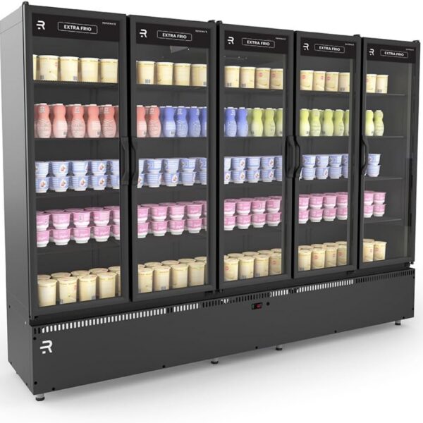 Cervejeira Auto Serviço Vanguard Extra Frio -5°C ASVEF5P 5 portas, 1631L e iluminação LED para venda e exposição impecável.