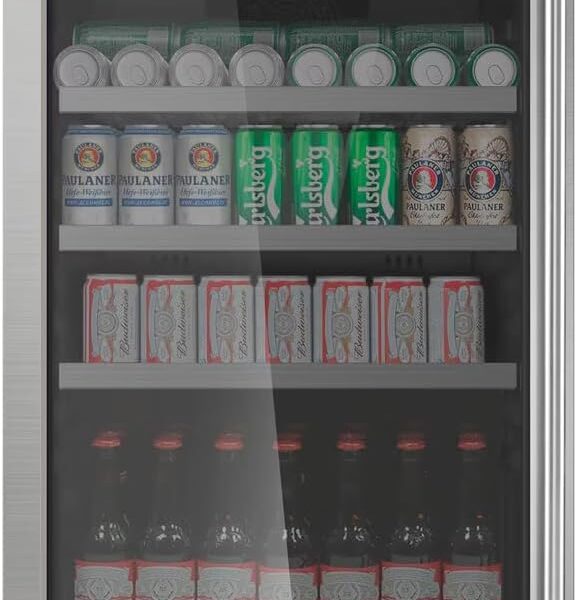Cervejeira Eos Premium 115L Frost Free com Compressor: bebidas sempre na temperatura ideal com porta de vidro e design inox.