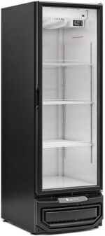 Cervejeira Gelopar 570L Frost Free com porta de vidro duplo temperado e LED, ideal para conservar bebidas com praticidade e estilo.