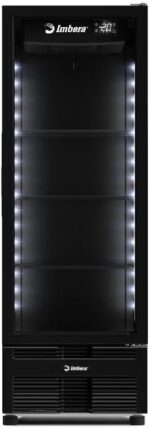Cervejeira Imbera 244 Litros Full Black CCV144 220V com controlador inteligente, iluminação LED e prateleiras reguláveis.