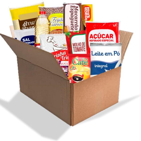Cesta Básica 12 Itens para doação: alimentos essenciais, qualidade e praticidade em uma compra completa.