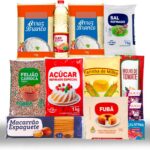 Cesta Básica Doação Completa com 13 itens essenciais para alimentação econômica e prática.