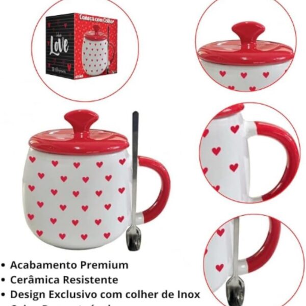 Cesta Café Da Manhã Dia Dos Namorados com Caneca Premium e Colher Inox, presente romântico pronto para encantar