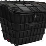 Cesta Dobrável para Bicicletas Elétricas: metal resistente, bolsa impermeável e encaixe universal para transporte prático.
