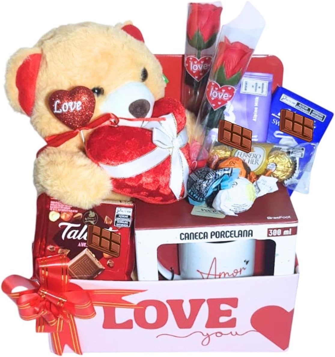 Cesta Namorados Premium com chocolate suíço, urso e caneca: presente Cesta Namorados Premium com chocolate suíço, urso e caneca: presente romântico, sofisticado e pronto para emocionar.