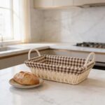 Cesta Pão Retangular com Forro Removível: prática, charmosa e ideal para mesa posta, café da manhã e organização.