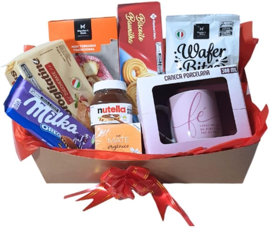 Cesta Premium Café da Manhã com Produtos Importados e Caneca, Cesta Premium Café da Manhã com Produtos Importados e Caneca, presente completo e pronto para presentear