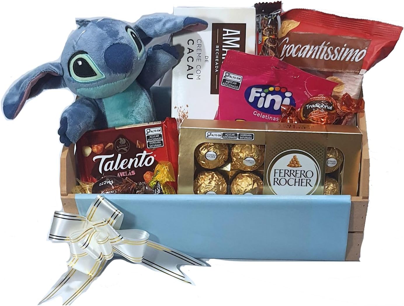 Cesta Presente Stitch com Pelúcia e Chocolates Ferrero Rocher, pronta Cesta Presente Stitch com Pelúcia e Chocolates Ferrero Rocher, pronta para presentear com carinho.