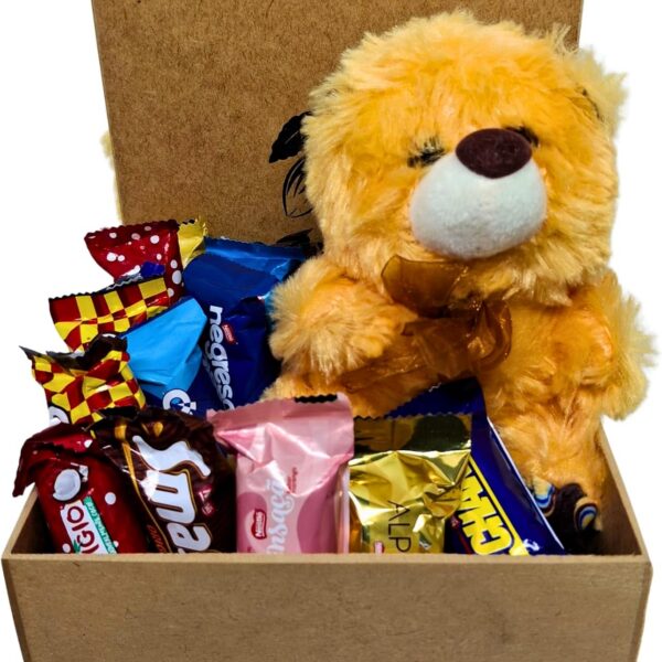 Cesta Presente Urso de Pelúcia com Chocolates para Namorada, Mãe e Amiga: carinho e elegância em um só presente.