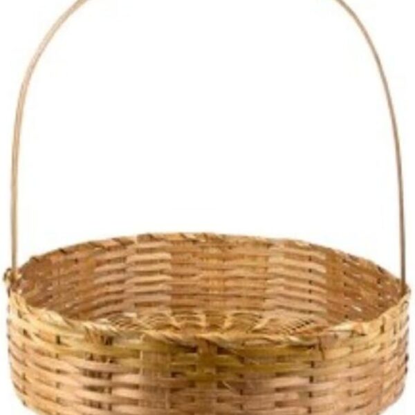 Cesta Redonda de Bambu 15cm: prática, elegante e versátil para fraldas, café da manhã e organização diária.
