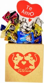 Cesta de Chocolates Romântica com bombons sortidos e decoração Te Amo, presente perfeito para namorados surpreenderem com carinho. - Imagem 2