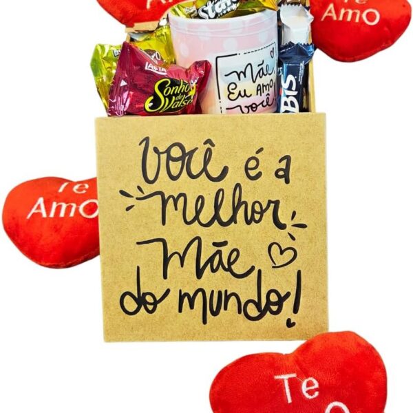 Cesta de Chocolates com Caneca e Chaveiro: presente completo e emocionante para o Dia das Mães e ocasiões especiais.