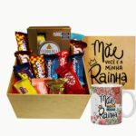 Cesta de Chocolates com Caneca: kit presente completo para aniversário, com chocolates variados e caneca personalizada.