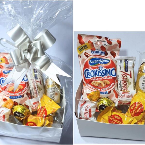 Cesta de Chocolates com Ferrero e Rafaello pronta para presentear com 9 itens especiais