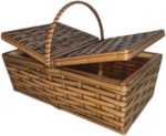 Cesta de Piquenique Grande em Fibra Sintética com Alça e Tampa: praticidade para piqueniques, organização e decoração. - Imagem 2