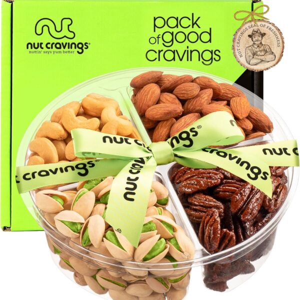 Cesta gourmet de nozes sortidas Nut Cravings, presente Kosher 450 g com 4 misturas, ideal para festas e datas especiais