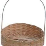 Cesta redonda de bambu artesanal para café da manhã e presentes, elegante, versátil e ideal para montar kits e cestas decorativas.