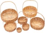 Cesta redonda de bambu artesanal para café da manhã e presentes, elegante, versátil e ideal para montar kits e cestas decorativas. - Imagem 2