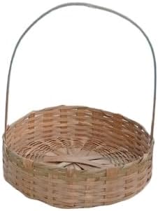 Cesta redonda de bambu artesanal para café da manhã e presentes, elegante, versátil e ideal para montar kits e cestas decorativas.
