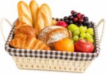 Cesto de Pão Café da Manhã com Forro Removível: elegante, prático e ideal para servir pães, frutas e mesa posta.