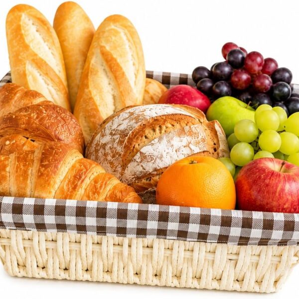 Cesto de Pão Café da Manhã com Forro Removível: elegante, prático e ideal para servir pães, frutas e mesa posta.