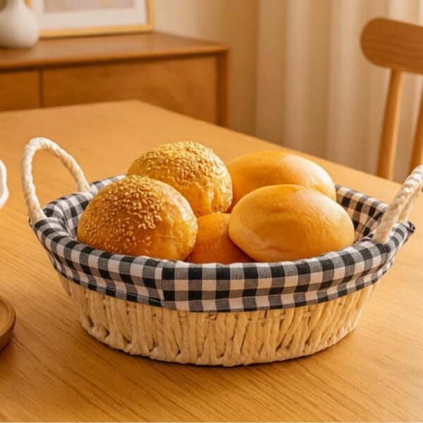 Cesto de Pão com Alça UpShop: organize e sirva com praticidade, charme e tecido removível para sua mesa posta.