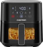 Chefman Air Fryer 4 QT compacta com tecnologia Hi-Fry para refeições rápidas e fáceis, com janela visível e prática para uso diário